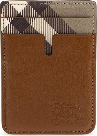 Burberry Pop Check Card Case - Dames - Portefeuilles - Bruin - ONE Size - Leer - Accessoires