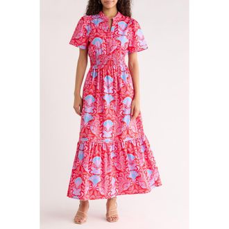 Sugarlips Lara Floral Print A-Line Dress in Blue-Pink-Red at Nordstrom, Size X-Small