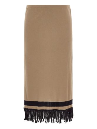 Ferragamo Mini-rok met colourblocking en franje - Beige