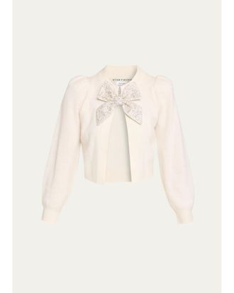 Alice & Olivia Kitty Puff-Sleeve Cardigan