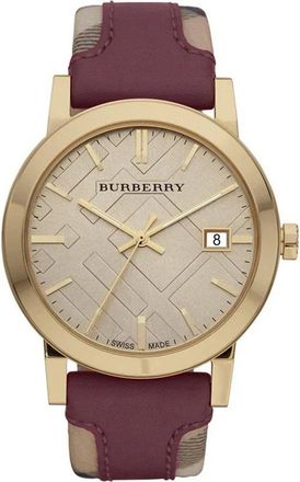 Burberry Womens BU9017 Ladies Watch The City Check Gold case Leather - One Size