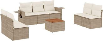 vidaXL Vidaxl - Juego De Sof&aacute;s De Jard&iacute;n Con Cojines Beige 8 Pzas Rat&aacute;n Pe