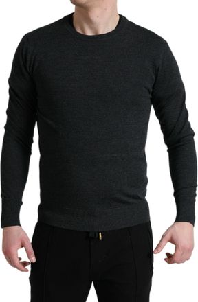 Dolce & Gabbana Gray Wool Round Neck Pullover Mens Sweater