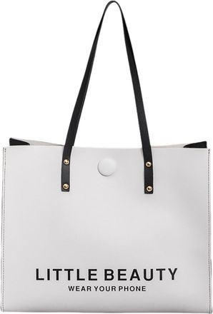 Generic Stylish Women Shoulder Bag with Decorative Buckle Strap Large Capacity Tote for Everyday Use and Occasions (White, One Size)