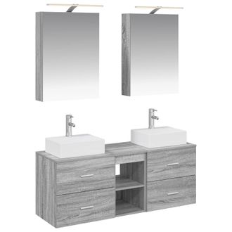 vidaXL Juego De Muebles De Ba&ntilde;o 5 Uds. Sonoma Gris Vidaxl