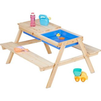 Relaxdays Relaxdays Tavolino da Bambini in Set con Panche da Esterno, Tavolo Picnic da Giardino, HLP: 50x89x86 cm, Legno, Naturale