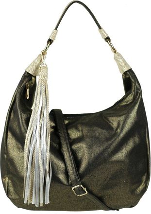 Girly HandBags Womens Snake Skin Shimmer Hobo Bag - Black