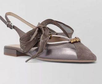 Pinko gianira 30 sandals bow metallic slingback