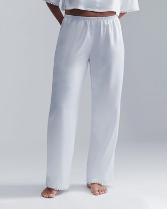 Bluebella Pearl Luxury Satin Trousers White/Pearl