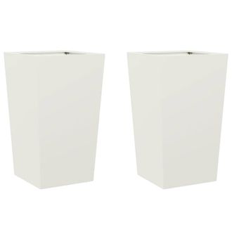 Berkfield Home Garden Planters White 2 pcs 45x45x75 cm Steel | Size: 45 x 45 x 75 cm