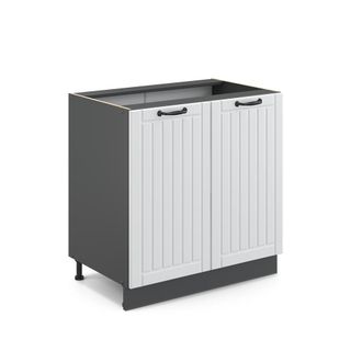 Vicco Armario Bajo Para Fregadero Fame-line, Blanco Casa De Campo, 80 Cm Con Estante, Sin Encimera Vicco
