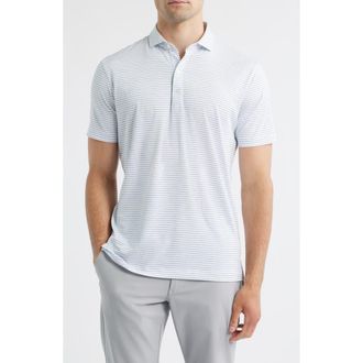 Johnnie-O Michael Stripe Performance Golf Polo in White Kona at Nordstrom, Size Xx-Large
