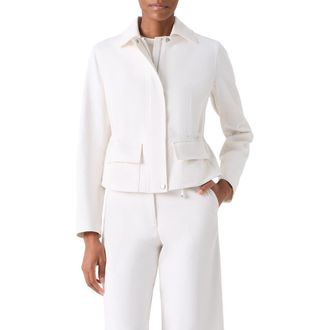 Akris Hugh Stretch Denim Cargo Jacket in Ecru at Nordstrom, Size 8