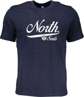 North Sails Blauw Katoen Logo Print T-shirt - Heren - T-shirts - Blauw - S - Katoen - Tops