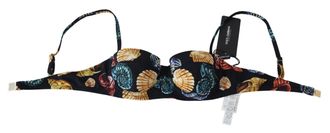 Dolce & Gabbana Black Seashells Print Women Swimwear Bikini Tops Nylon Elastane