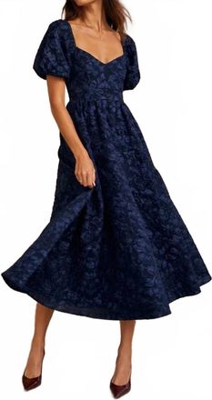 August Sky Jacquard Midi Dress In Navy