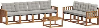 vidaXL Conjunto De Sof&aacute;s De Exterior 8 Uds. Gris Natural Y Claro Vidaxl