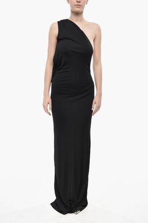 Khaite Vestito Svasato in Viscosa con Design Monospalla Khaite