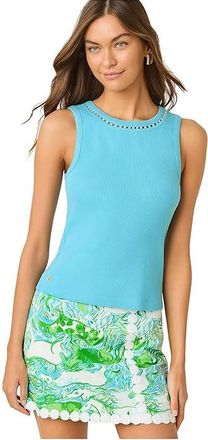 Lilly Pulitzer Vanna Knit Top Womens T Shirt Capri Blue : XL, Cotton/Spandex