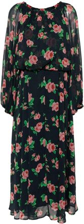 Rotate floral-print chiffon maxi dress - women - Spandex/Elastane/Recycled Polyester/Polyester - 36 - Blue