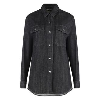 Moorer Denim shirt met voorflapzakken - Dames - Spijkeroverhemden - Zwart - L - Denim - Overhemden