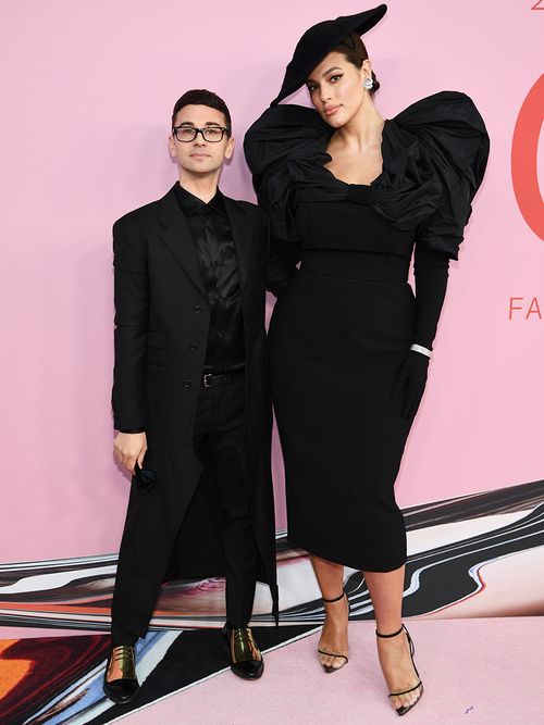 Christian Siriano and Ashley Graham appear on the red carpet together
