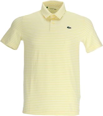 Lacoste Mens Crocodile Logo Collared Polo Shirt in White/Yellow - Size Medium