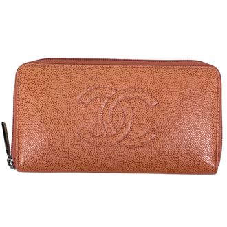 Chanel Orange Grained Calfskin Long Wallet (Bi-Fold) (Pre-Owned)