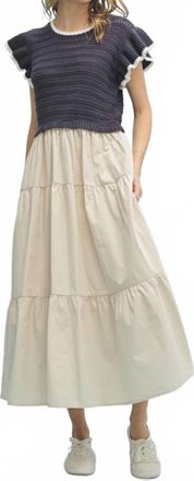 Wishlist Milana Midi Dress In Navy/ Taupe