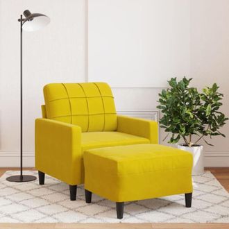 vidaXL Sill&oacute;n Con Taburete Terciopelo Amarillo 60 Cm Vidaxl