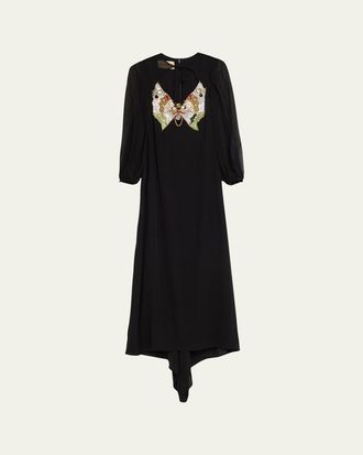 Valentino Garavani Embroidered Silk Georgette Long Dress