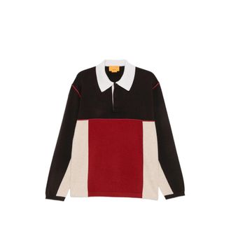 Guest In Residence Colour-block Long-sleeve Polo Shirt