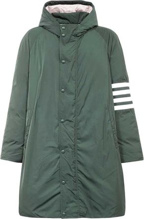 Thom Browne Technische stof parka met gestreepte details - Heren - Parka Jassen - Groen - XL - Polyester - Jassen