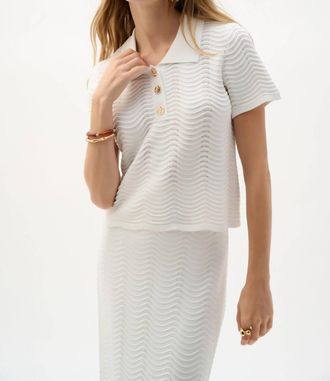 Joseph Ribkoff Waves Knit Top In Vanilla