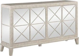 Linon Mirror 4-Door Cabinet