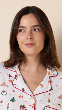 The Cats Pajamas Pima Knit Cropped Pajama Set in A Very Vintage Christmas at Nordstrom, Size Medium