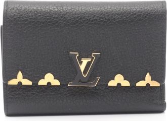 Louis Vuitton Black Leather Wallet (Tri-Fold) (Pre-Owned)