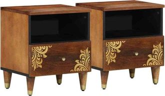 vidaXL Vidaxl - Armario De Noche Con Caj&oacute;n 2 Pcs Marr&oacute;n Miel 40 X 33 X 46 Cm