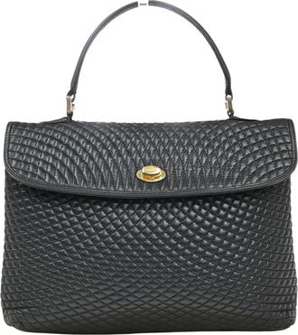 Bally Pre-owned Handbags, female, Black, Size: ONE SIZE Pre-owned Vintage Quilted Leather Top Handle Bag