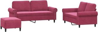 vidaXL Vidaxl - Juego De Sof&aacute;s Con Cojines 3 Piezas Terciopelo Rojo Tinto