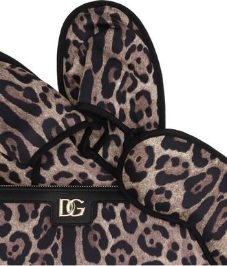 Dolce & Gabbana Unisex Leopard-Print Comfort Kit Leopard Print Polyester Slippers Flat Shoes
