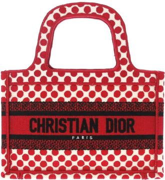 Dior Pre-owned Dior DiorAmour Mini Embroidered Canvas Dots Book Tote JNOH3WGPPWOPAWLE
