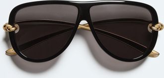 Bottega Veneta Knot Aviator Sunglasses - Black - Unisex