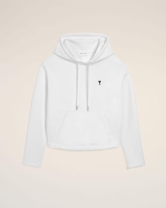 Ami White Cotton Ami De Coeur Cropped Hoodie White - XXS - for Women