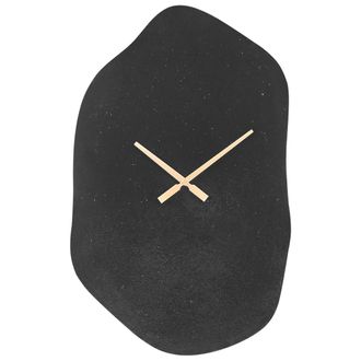 Beliani Reloj De Pared Aluminio 64x44 Cm Negro Forma Irregular Manecillas Doradas Decoraci&oacute;n Ganges