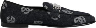 Dolce & Gabbana Loafers Slides Dress - Heren - Loafers - Blauw - 43 EU - Katoen - Schoenen