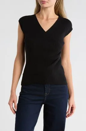 Max Studio Cap Sleeve Wrap Sweater in Black at Nordstrom Rack, Size X-Small