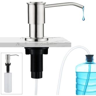 OEM Dispensador De Jab&oacute;n Empotrable En Plata Cepillada, Dispensador De Jab&oacute;n Para Fregadero De Cocina, Dispensador De Jab&oacute;n Integrado Con Botella De 500 M