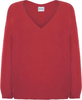 Americandreams Silja V-hals Knit - Dames - V-hals truien - Rood - L - Wol - Truien & Vesten
