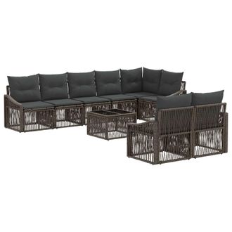 vidaXL Conjunto De Sof&aacute;s De Jard&iacute;n 9 Pcs Gris Rat&aacute;n Sint&eacute;tico Vidaxl